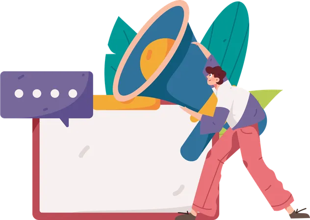 Man holding megaphone while doing marketing  Illustration