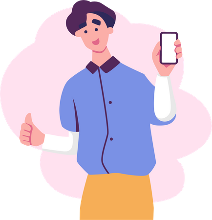 Man Holding Mobile  Illustration