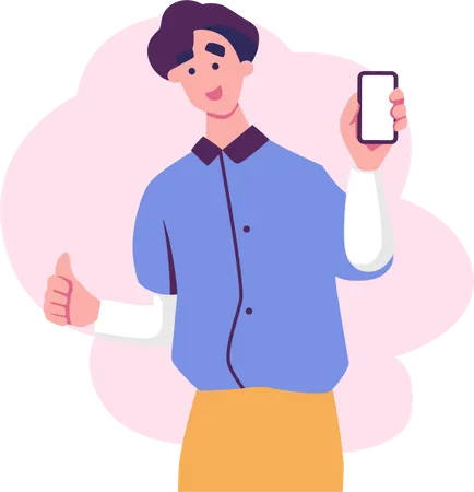 Man Holding Mobile  Illustration