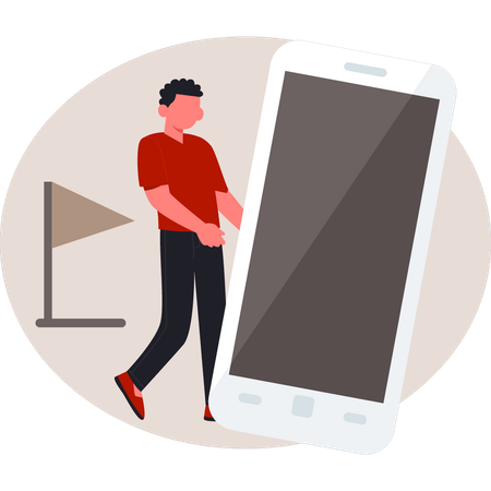 Man holding mobile  Illustration