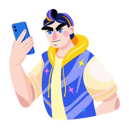 Man holding Mobile  Illustration