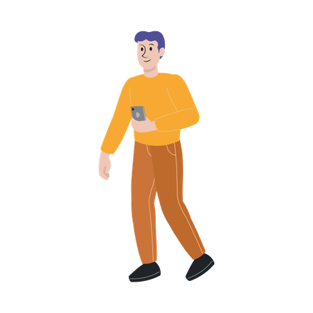 Man holding mobile  Illustration