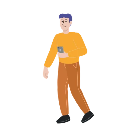 Man holding mobile  Illustration