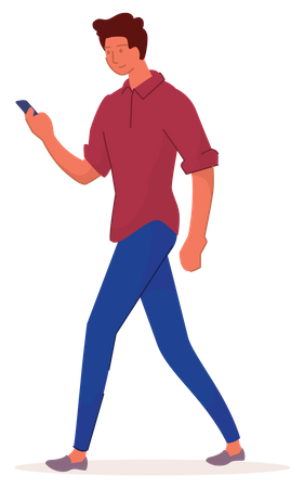 Man holding mobile  Illustration