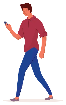 Man holding mobile  Illustration