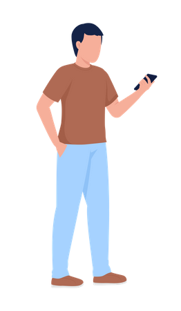 Man Holding Mobile Phone Illustration