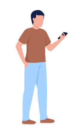 Man Holding Mobile Phone  Illustration