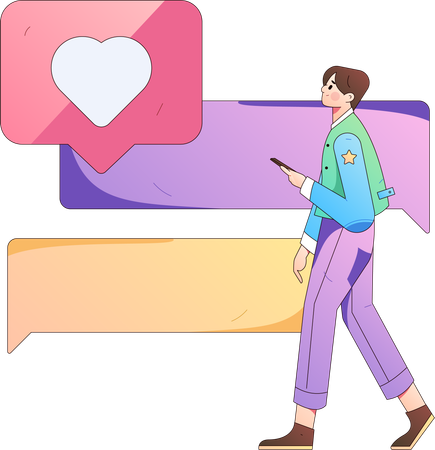 Man holding mobile while looking feedback  Illustration