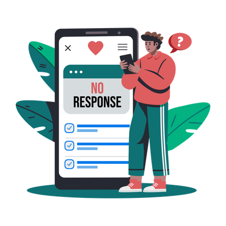 Man Holding mobile with No Response  Illustration