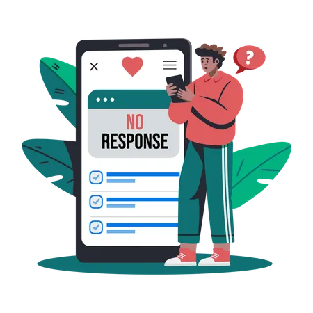 Man Holding mobile with No Response  Illustration