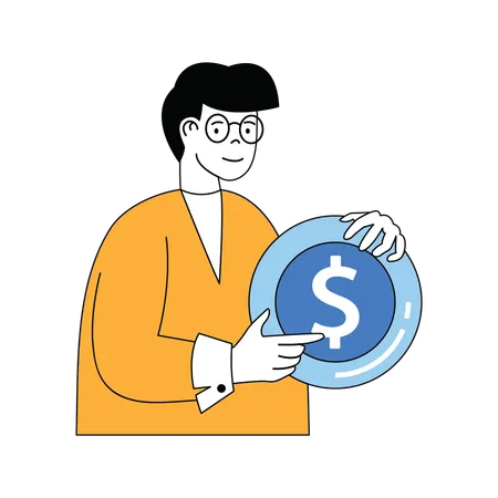 Man holding money  Illustration