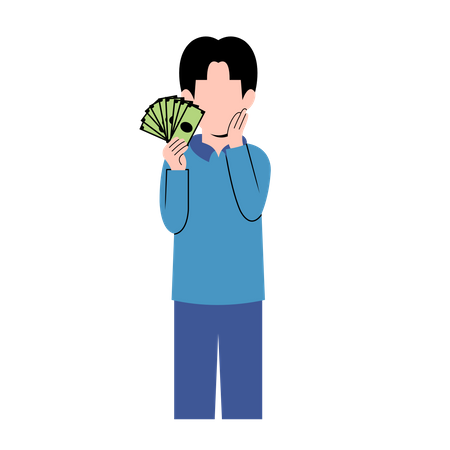 Man Holding Money  Illustration