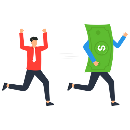 Man holding money and running  Illustration