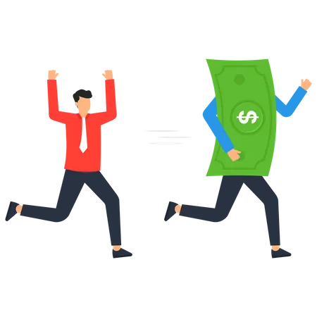 Man holding money and running  Illustration