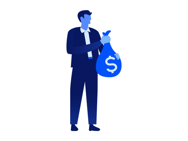 Man holding money bag Illustration