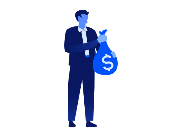 Man holding money bag  Illustration