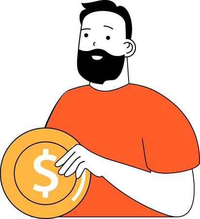 Man holding money  Illustration