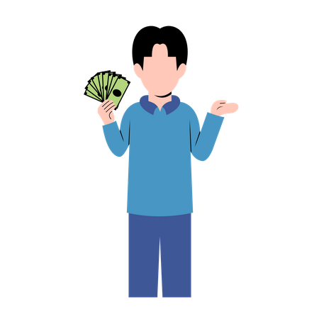 Man Holding Money  Illustration