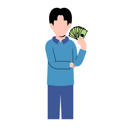 Man Holding Money  Illustration