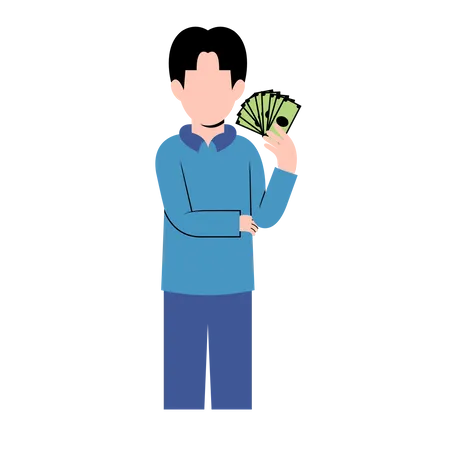 Man Holding Money  Illustration