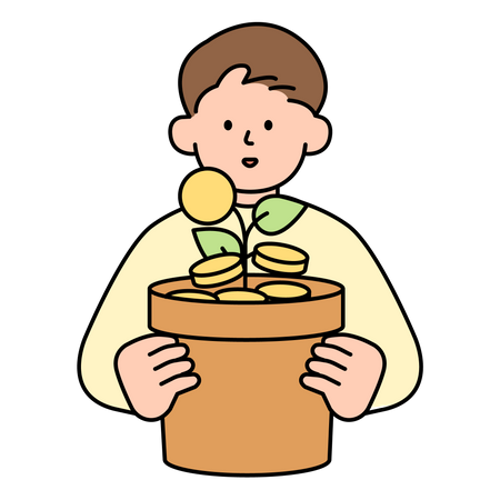 Man Holding Money Tree  Illustration