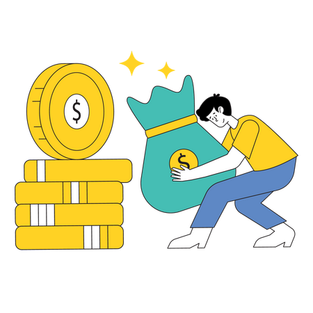 Man holding moneybag  Illustration