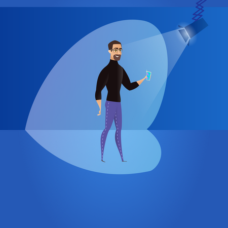 Man Holding New Phone for launch on stage  Illustration