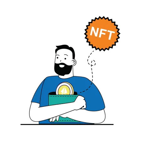 Man holding nft wallet  Illustration