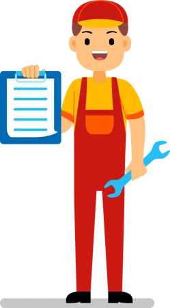 Man holding notepad in hand  Illustration