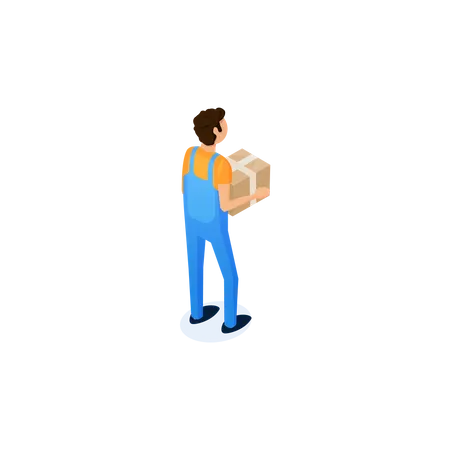 Man holding package box Illustration