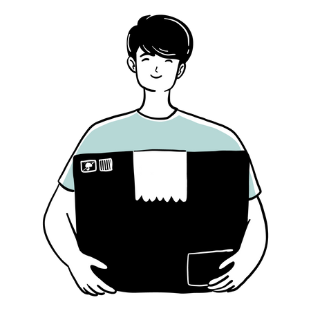 Man holding package  Illustration