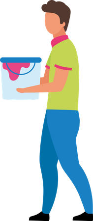 Man holding paint bucket  Illustration