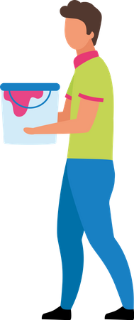 Man holding paint bucket  Illustration