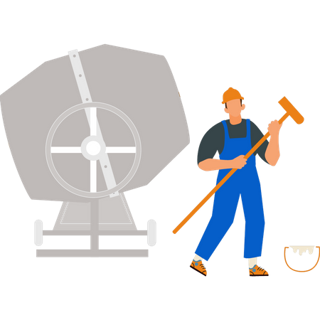 Man holding paint roller  Illustration