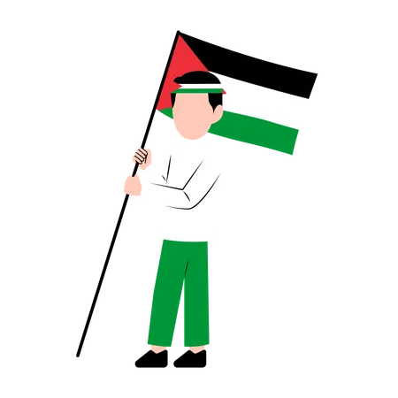Man Holding Palestine Flag  イラスト