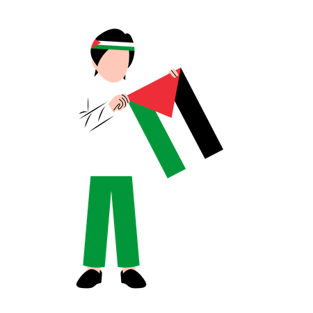Man Holding Palestine Flag  일러스트레이션