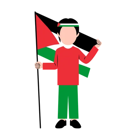 Man Holding Palestine Flag  Illustration