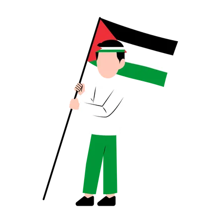 Man Holding Palestine Flag  Illustration