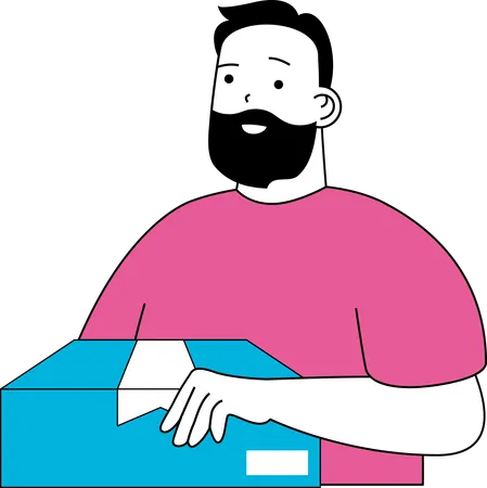Man holding parcel  Illustration