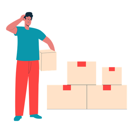 Man holding parcel  Illustration