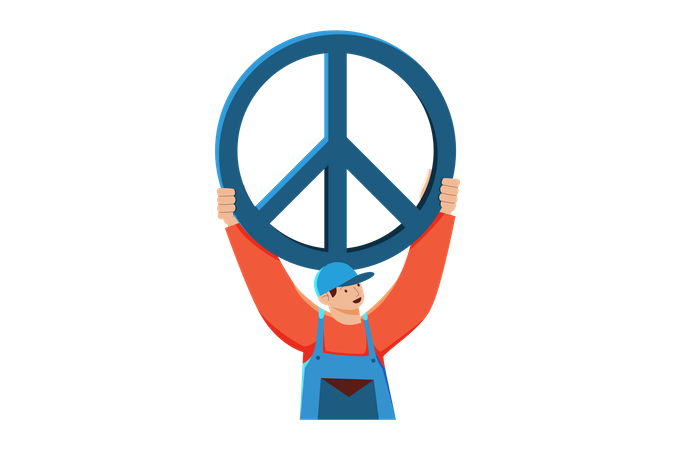 Man holding peace sign  Illustration
