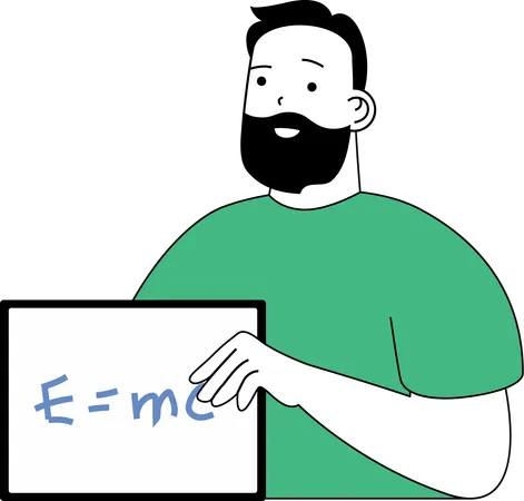 Man holding physics formula  Illustration