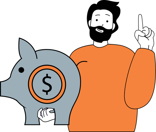 Man holding piggy bank  Illustration