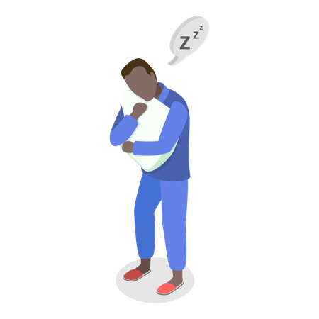 Man holding pillow while felling sleepy  Illustration
