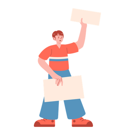 Man holding placard  Illustration