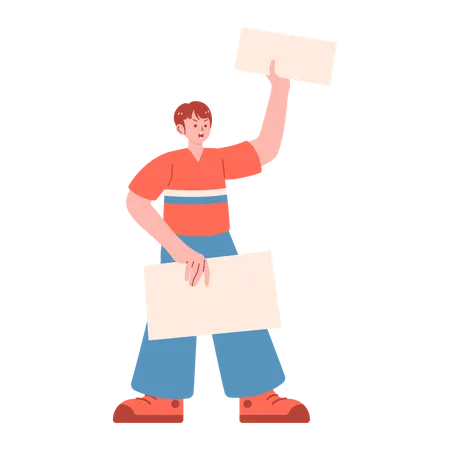 Man holding placard  Illustration