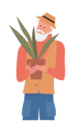 Man Holding Plant  Illustration