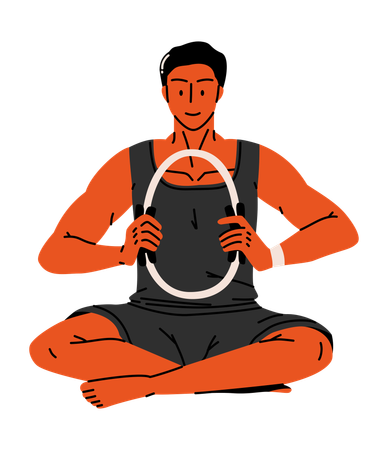 プレートリングを持つ男性  イラスト