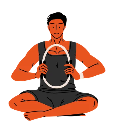 プレートリングを持つ男性  イラスト
