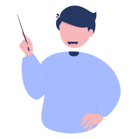 Man holding pointing stick  Illustration